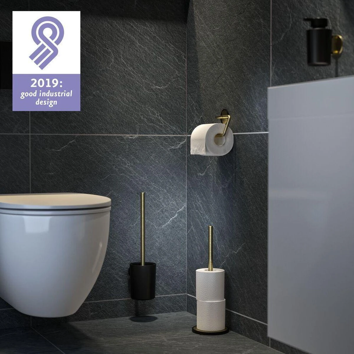 Tiger Tune - Toiletborstel Met Houder - Messing Geborsteld / Zwart - Afbeelding 7