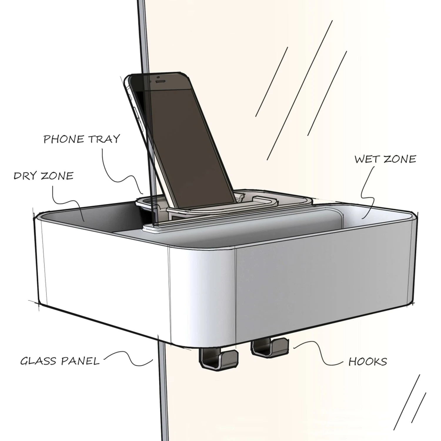 Tiger Douchemand Voor Douchewand 2-store Wit - Afbeelding 4