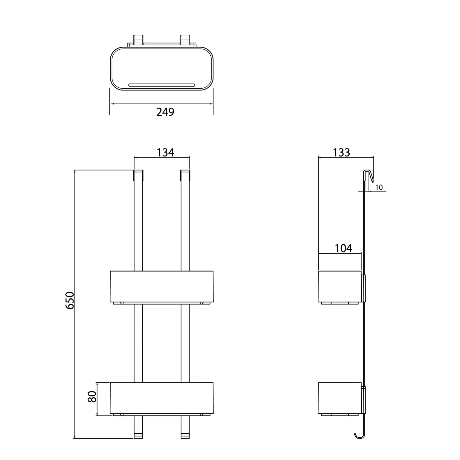 Tiger Doucherek Ophangbaar 2-store 25cm Zwart - Afbeelding 7