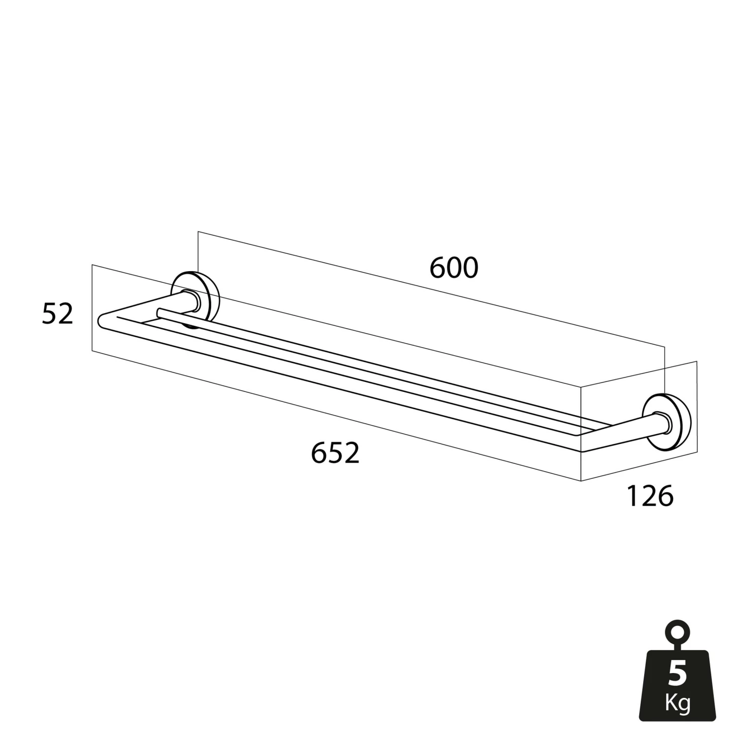 Tiger Handdoekrek Cooper Dubbel 65,2 Cm RVS Geborsteld / Zwart - Afbeelding 6