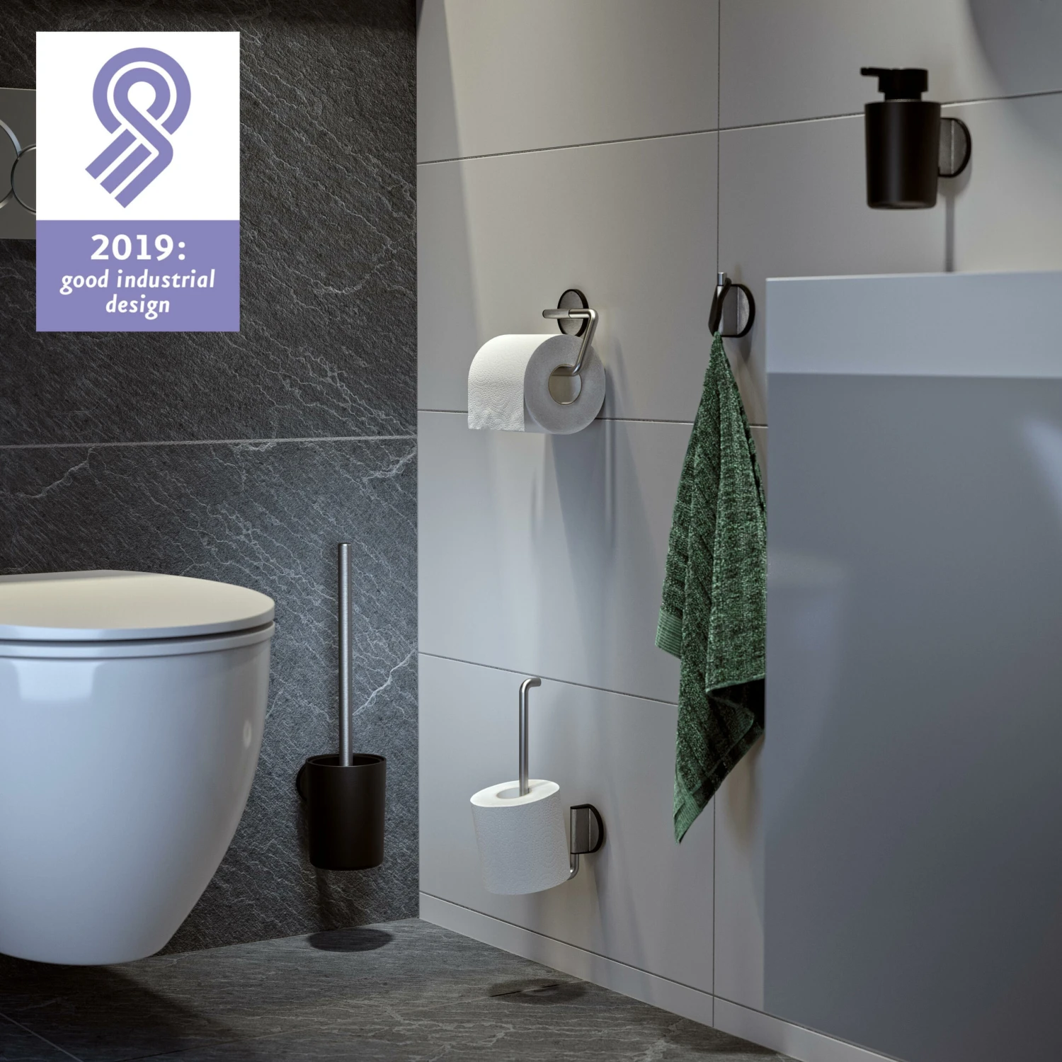 Tiger Toiletrolhouder Tune Inox Zwart Zonder Klep - Afbeelding 5