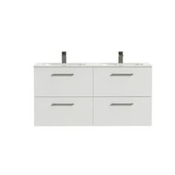 Tiger Studio Badkamermeubel 120 Cm Hoogglans Wit Met Wastafel Dubbel Polybeton Hoogglans Wit Greep Rvs Afgerond