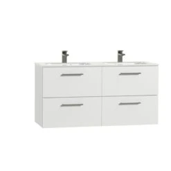 Tiger Studio Badkamermeubel 120cm Hoogglans Wit Met Dubbele Witte Wastafel