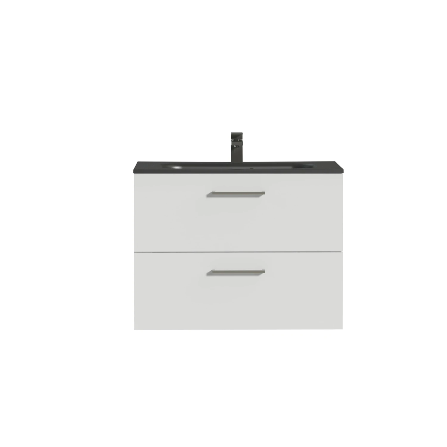 Tiger Studio Badkamermeubel 80 Cm Hoogglans Wit Met Wastafel Polybeton Mat Zwart Greep Rvs Rechthoekig - Afbeelding 2