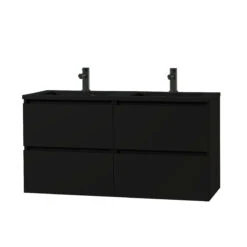 Tiger Karlo Badkamermeubel 120 Cm Mat Zwart Met Zwarte Wastafel