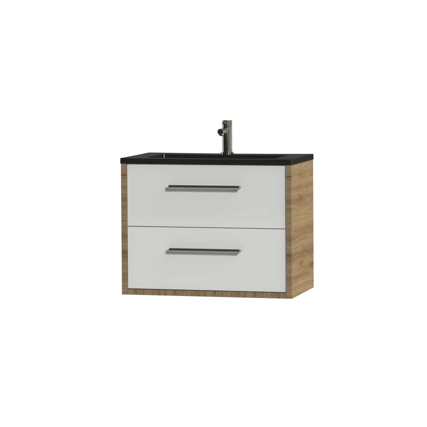 Tiger Boston Badkamermeubel 80 Cm Chalet Eiken Met Greep Rvs En Wastafel Zwart - Afbeelding 3