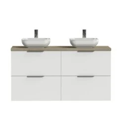 Tiger Badkamermeubel Studio 120cm Hoogglans Wit/witte Waskom Met Profielgrepen