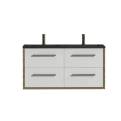 Tiger Boston Badkamermeubel 120 Cm Chalet Eiken Met Greep Rvs En Wastafel Zwart