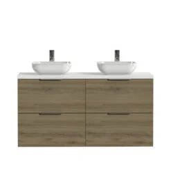 Tiger Badkamermeubel Studio 120cm Chalet Eik/witte Waskom Met Profielgreep