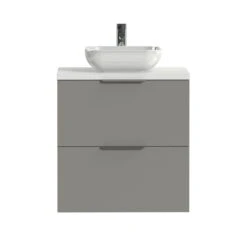 Tiger Badkamermeubel Studio 60 Cm Mat Grijs Met Keramische Waskom Hoogglans Wit En Profielgrepen