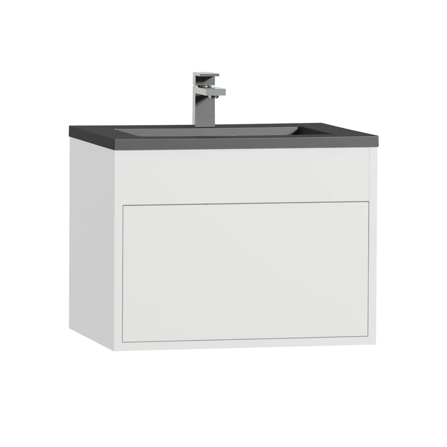 Tiger Helsinki Badkamermeubel 60 Cm Hoogglans Wit Met Wastafel Polybeton Zwart