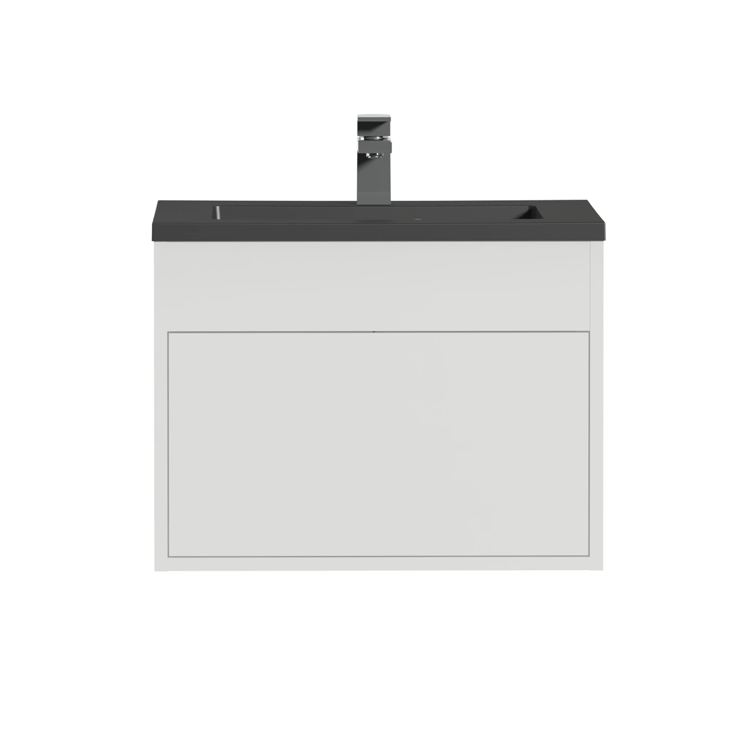 Tiger Helsinki Badkamermeubel 60 Cm Hoogglans Wit Met Wastafel Polybeton Zwart - Afbeelding 2