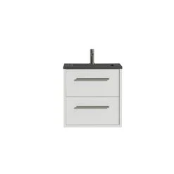 Tiger Boston Badmeubel 60 Cm Hoogglans Wit Met Greep Rvs En Wastafel Zwart