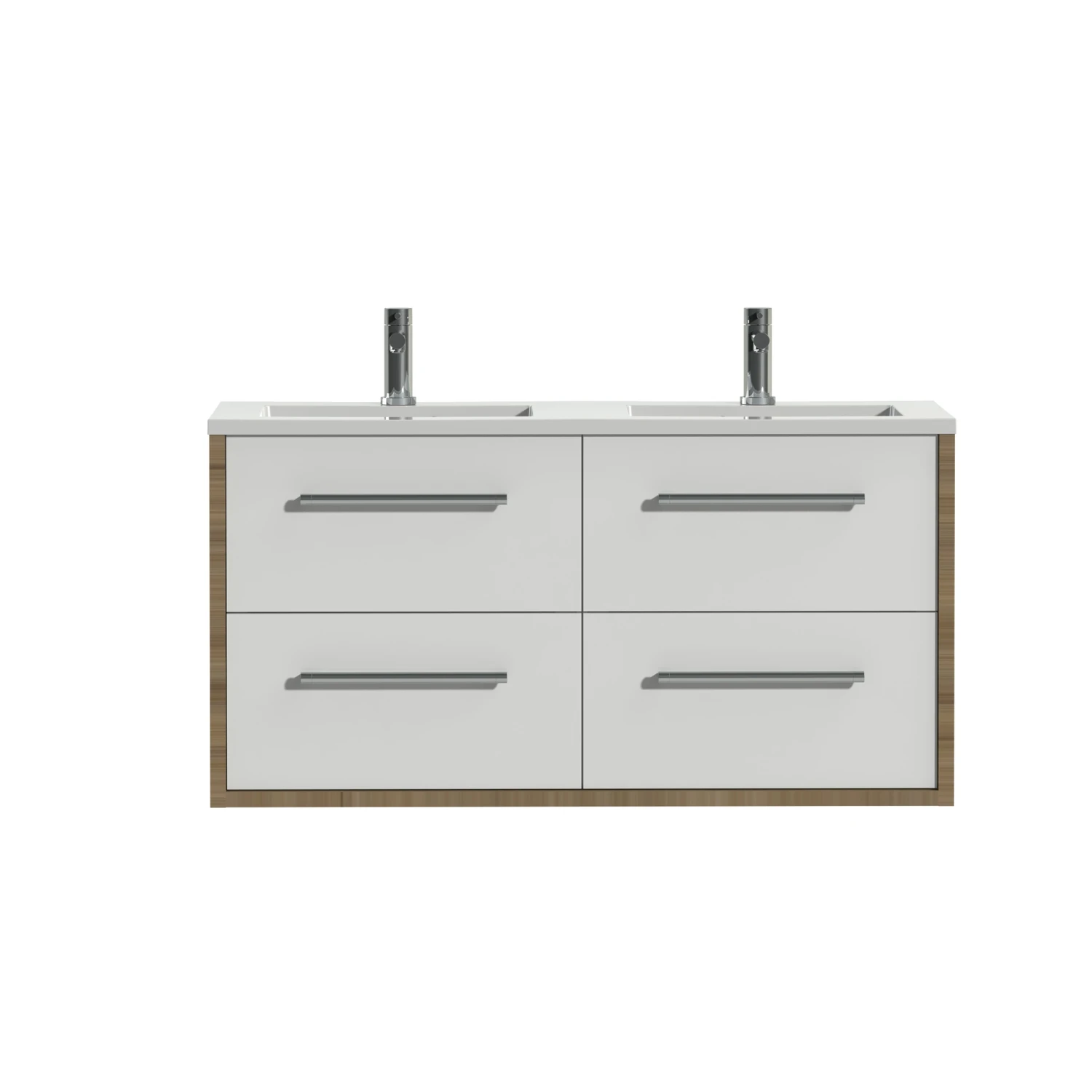 Tiger Boston Badkamermeubel 120 Cm Chalet Eiken Met Greep Chroom En Wastafel Dubbel Wit