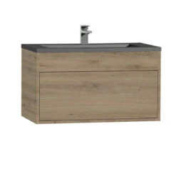 Tiger Helsinki Badkamermeubel 80 Cm Chalet Eiken Met Wastafel Polybeton Zwart