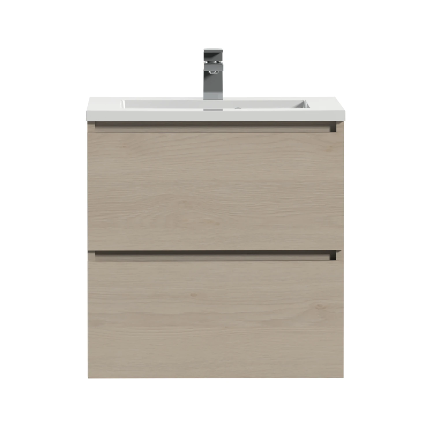 Tiger Karlo Badkamermeubel 60 Cm Naturel Eiken Met Wastafel Hoogglans Wit - Afbeelding 2