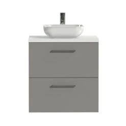 Tiger Badkamermeubel Studio 60cm Matgrijs/witte Waskom Met Vierkante Greep