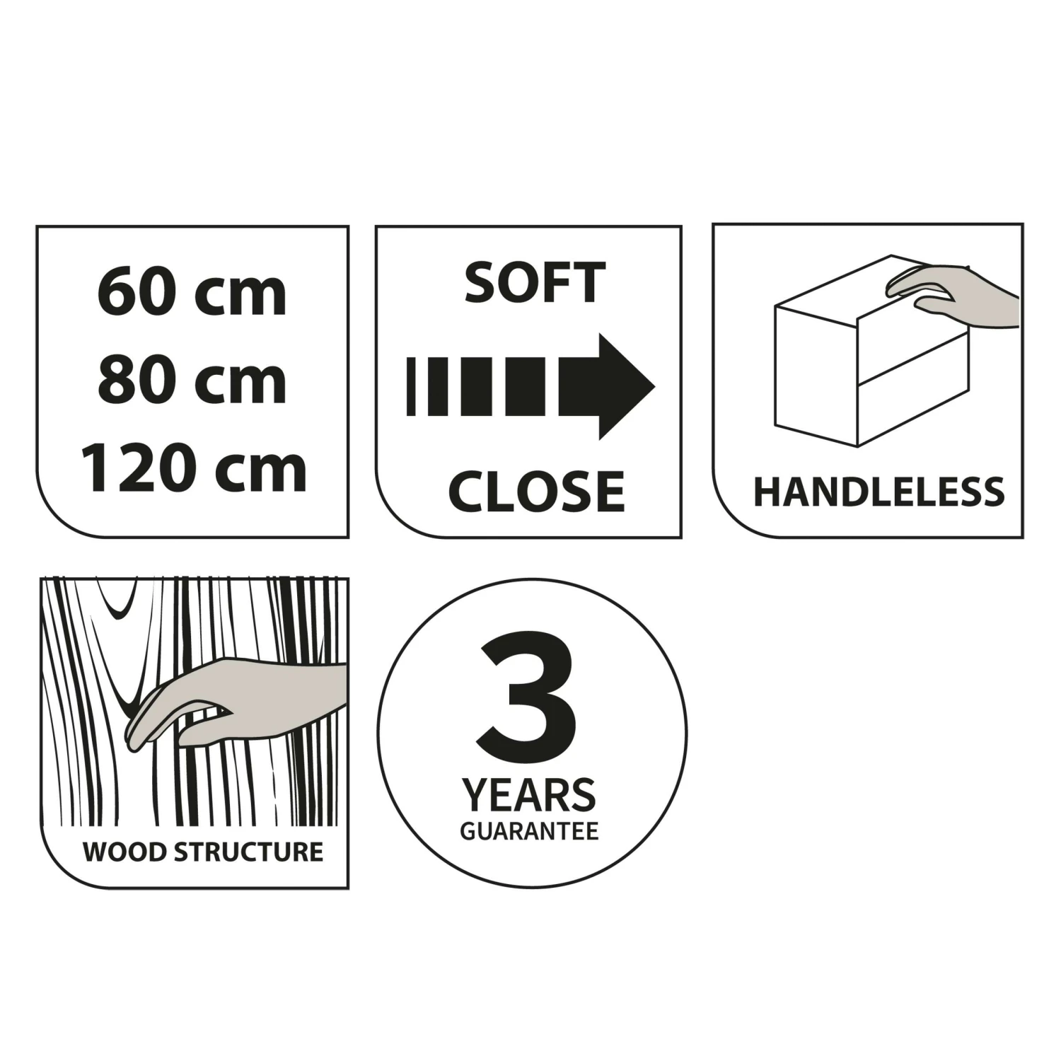 Tiger Reverse Meubelset 80 Cm Met 2 Lades Naturel Eik / Mat Wit Inclusief Quadro Wastafel Hoogglans Wit - Afbeelding 3