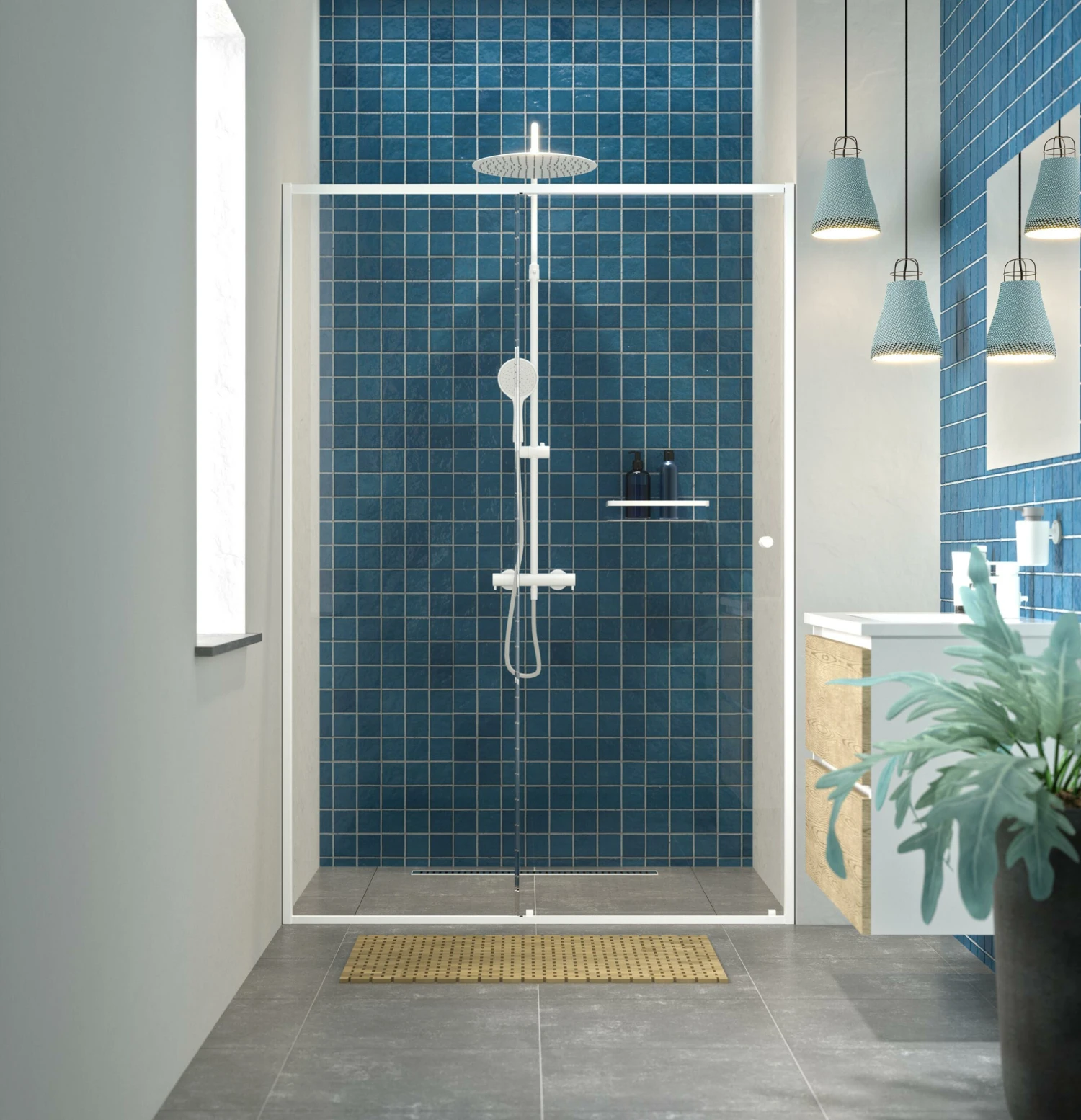 Tiger Reverse Meubelset 80 Cm Met 2 Lades Naturel Eik / Mat Wit Inclusief Quadro Wastafel Hoogglans Wit - Afbeelding 10