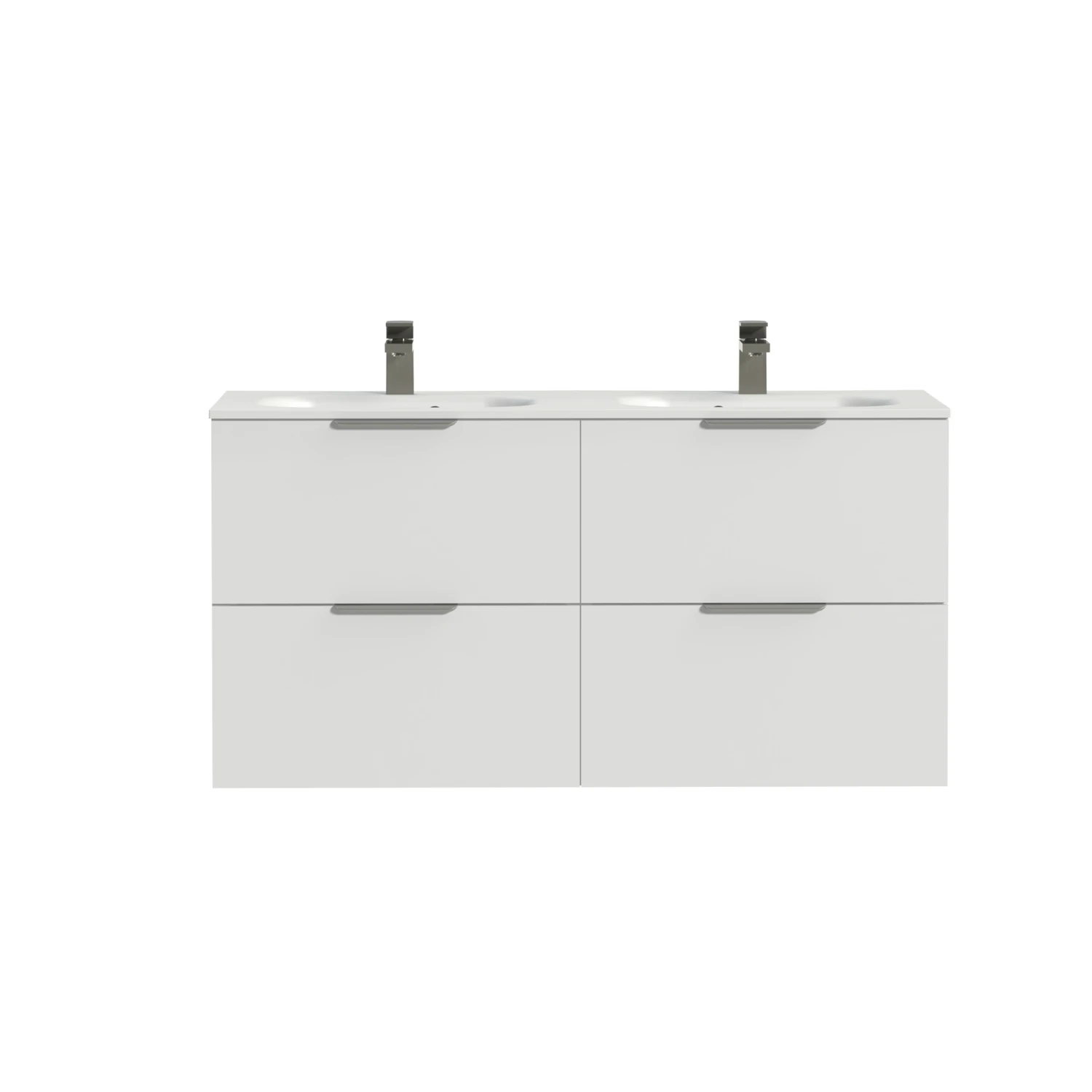 Tiger Studio Badkamermeubel 120 Cm Hoogglans Wit Met Wastafel Dubbel Polybeton Hoogglans Wit Greep Rvs Plat - Afbeelding 3