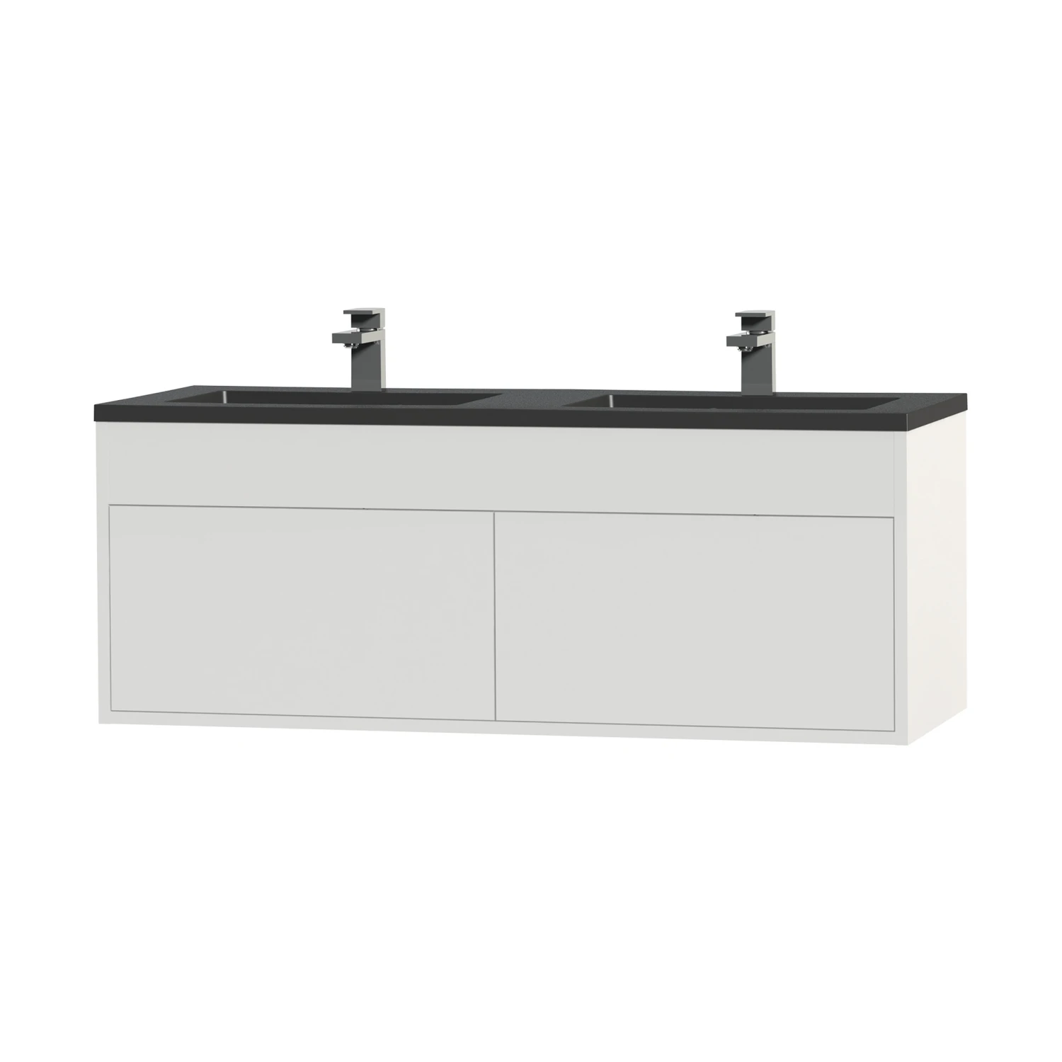 Tiger Helsinki Badkamermeubel 120 Cm Hoogglans Wit Met Wastafel Polybeton Zwart - Afbeelding 3